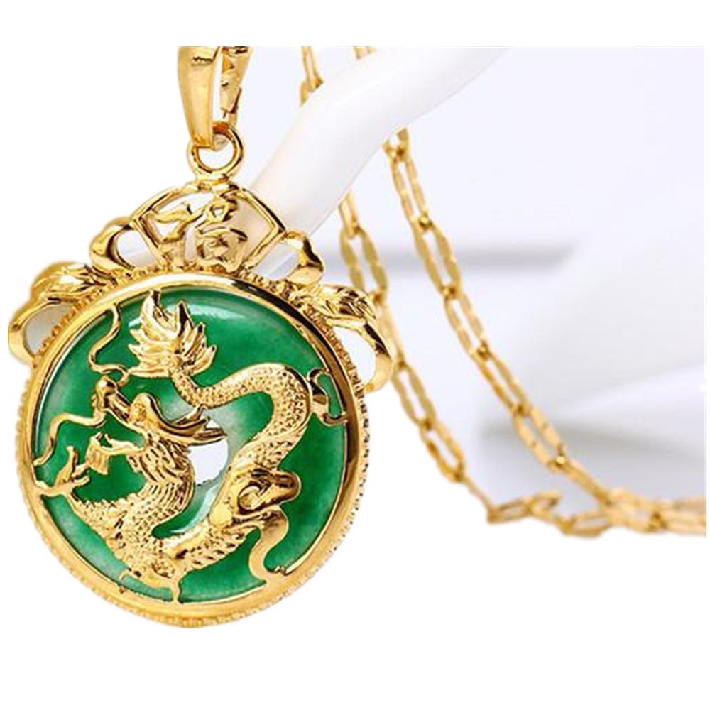 Gold jade deals dragon pendant