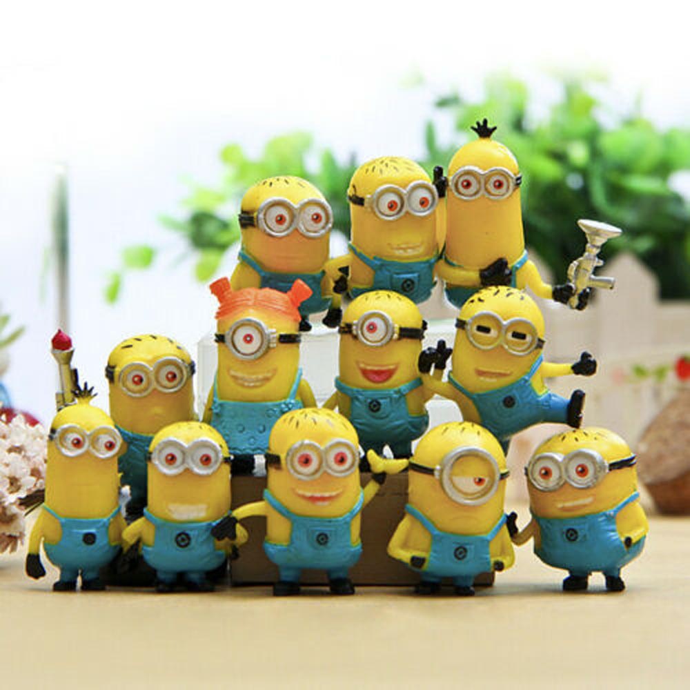 10 pcs PVC Pour Enfants Mini Mignon Figure Jouet Cadeau D'anniversaire  Minions Modèles Gâteau Décor 