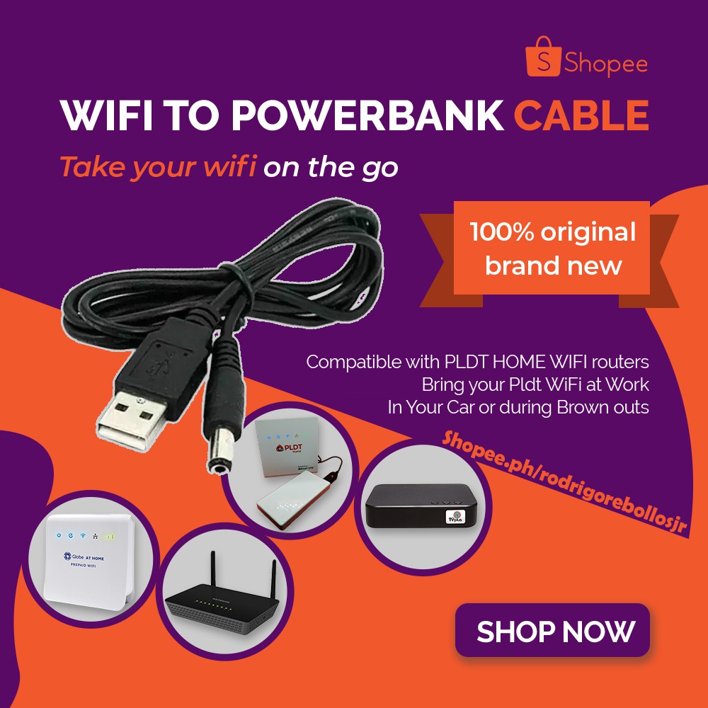 COD Available] WiFi to Powerbank Cable for Pldt Home WiFi ( 5v to 12v  step-up Cable )