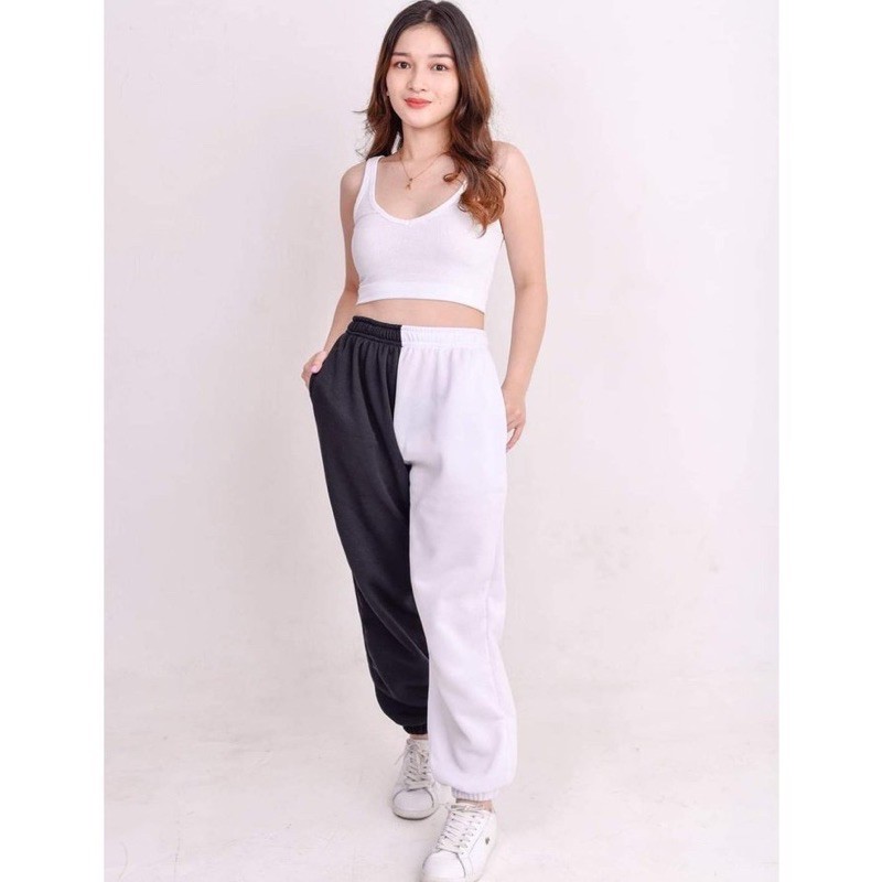 Jogging pants cheap black and white