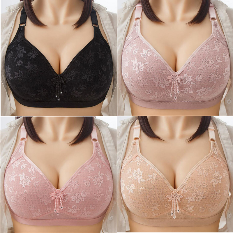 Big Size Bra 38-46 Cup B C Without Pad Soft Bralette Wireless Bras No Pad No  Iron Wireless Lace Bra Plus Size