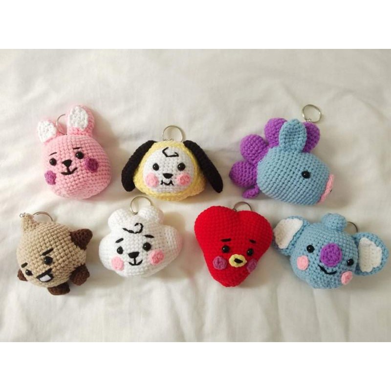 Kpop BTS BT21 Plush Keychain Doll Keyring CHIMMY COOKY RJ Stuffed Toy