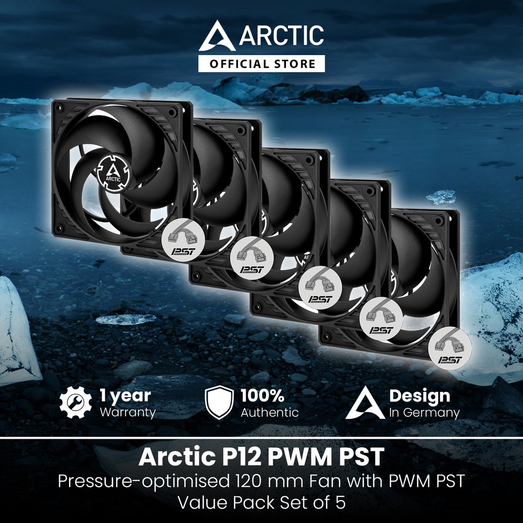 Arctic P12 Value Pack, Pressure Optimized 120mm fan - 5pack