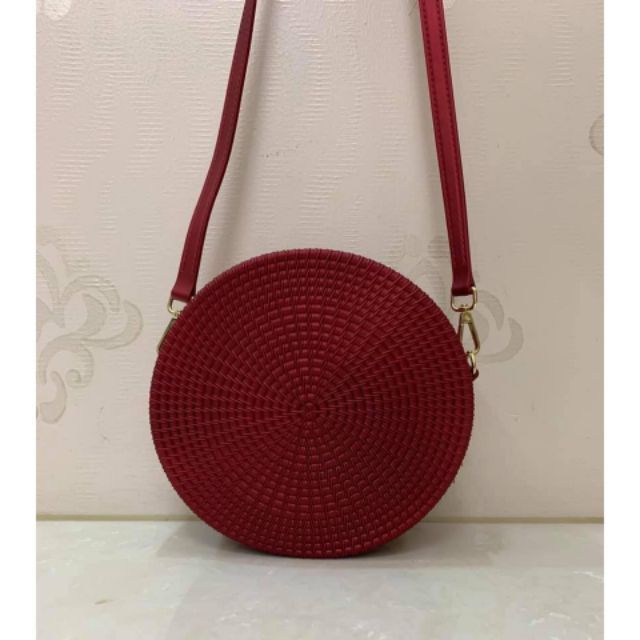 Fashion Silica Jelly Bag Rattan Insplred Round Jelly Sling Bag sling not adjustable