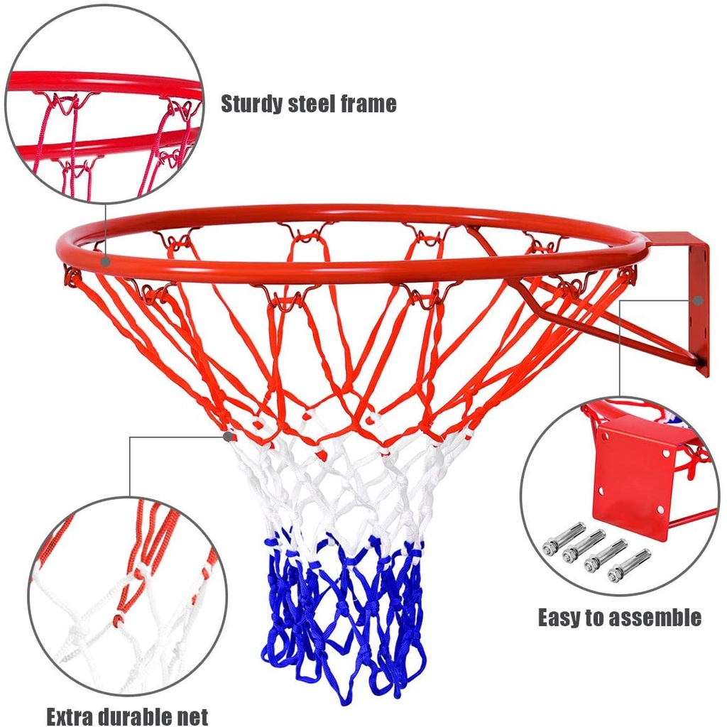 in stock】14/18 inch Standard Basketball Hoop Ring Net Wall Mounted Basketball  Hoop High Quality