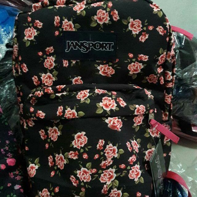 Black floral jansport outlet backpack