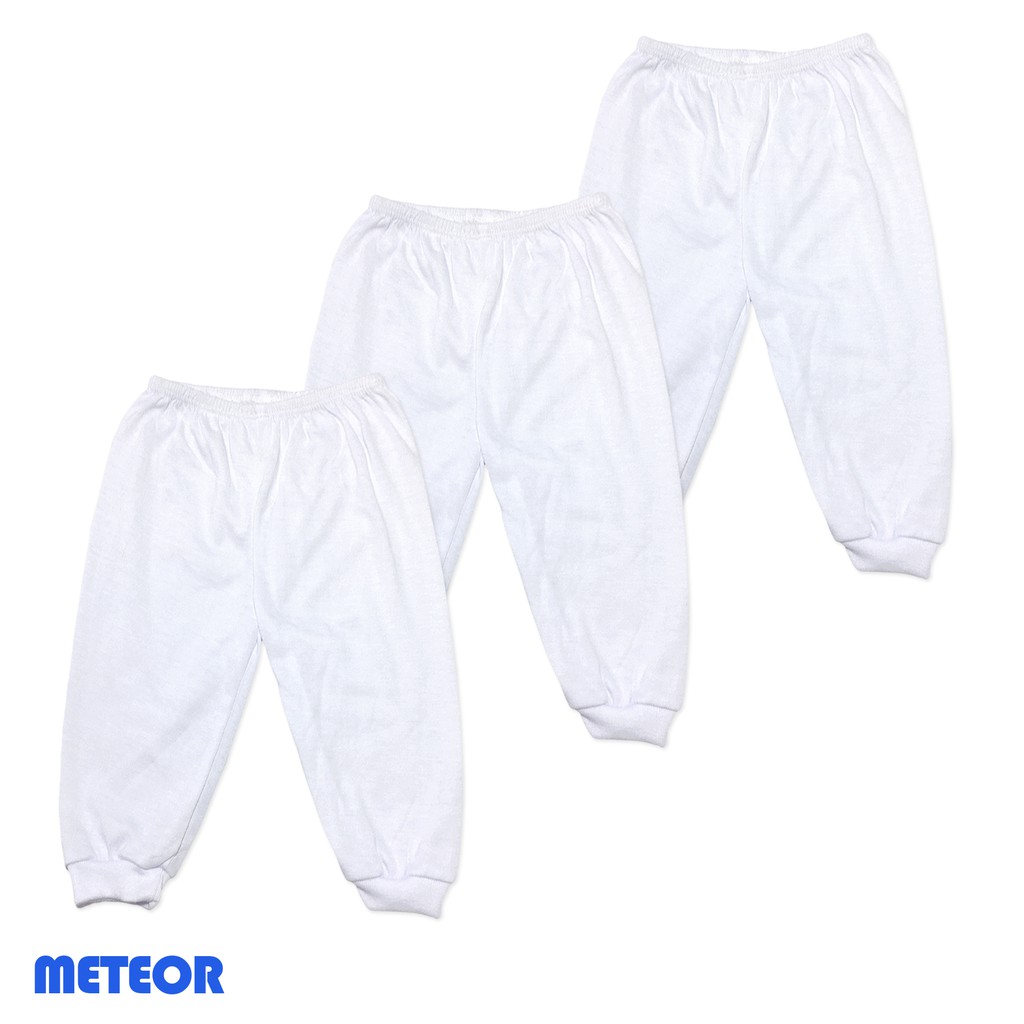 3 pcs Pajama White Cotton Plain Infants Newborn Baby to 12