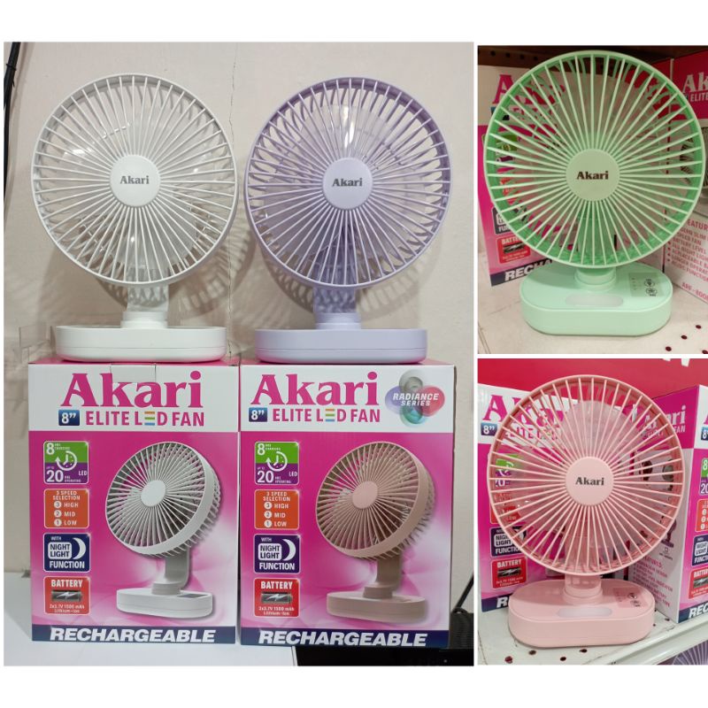 Akari rechargeable fan with deals led light