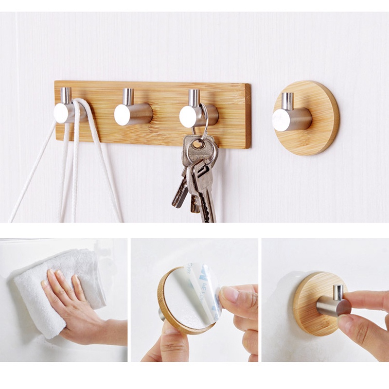 304 Stainless Steel Hook Home Self Adhesive Kitchen Wall Door Hook Key Hat  Bag Rack Holder Towel Hanger Bathroom Rack Hooks