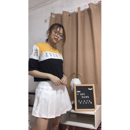 Korean crop top outfit sale