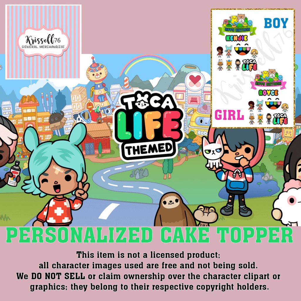 TOCA BOCA Cake topper, Toca Boca Characters, CUPCAKE CAKE TOPPER EDIBLE