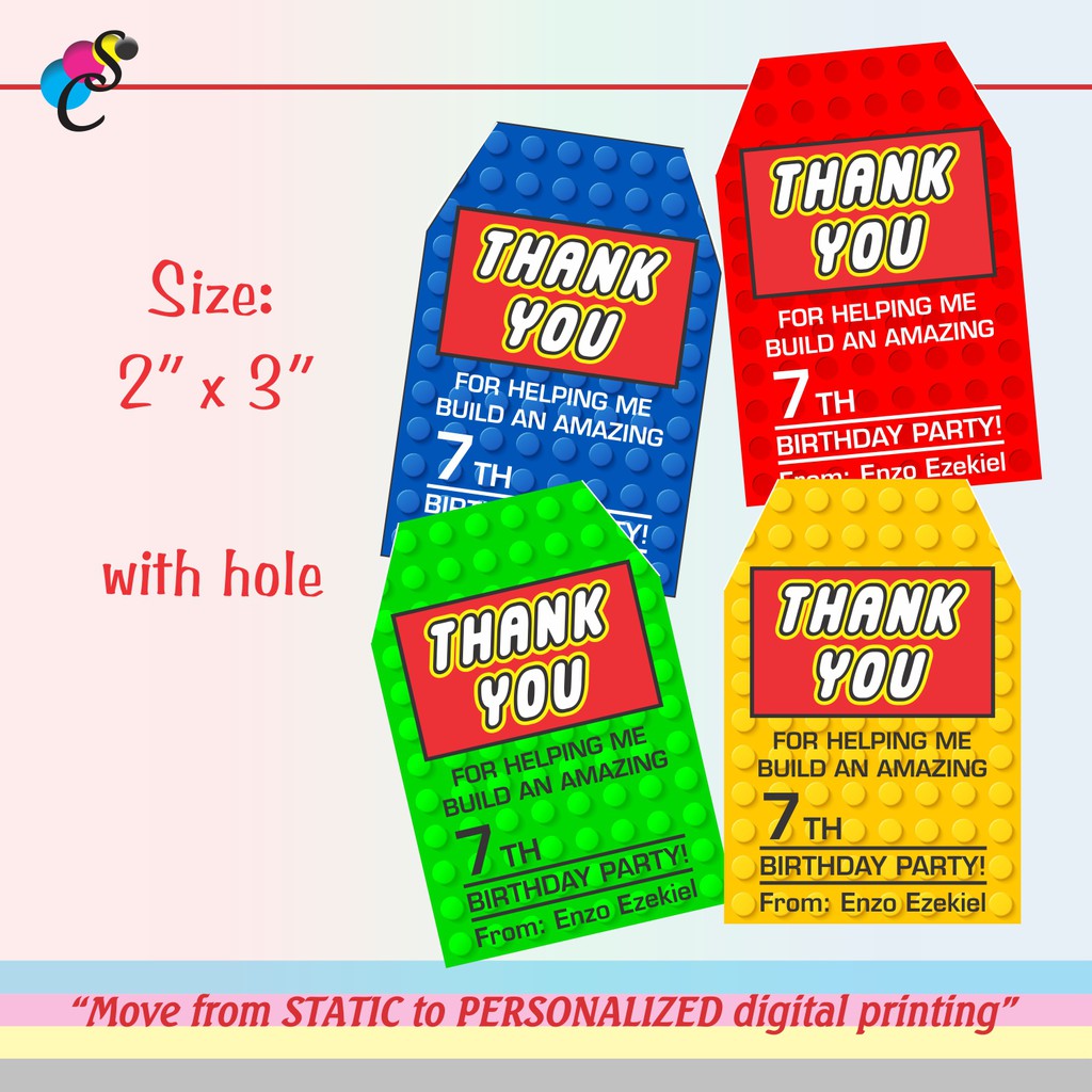 Lego thank you sales tags