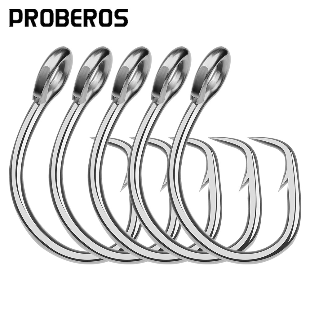 Proberos Circle Fishing Hook Set 11/0no.-16/0no. Tuna Jig Stainless Steel  For Saltwater Gear Dwh 105 10 Pcs