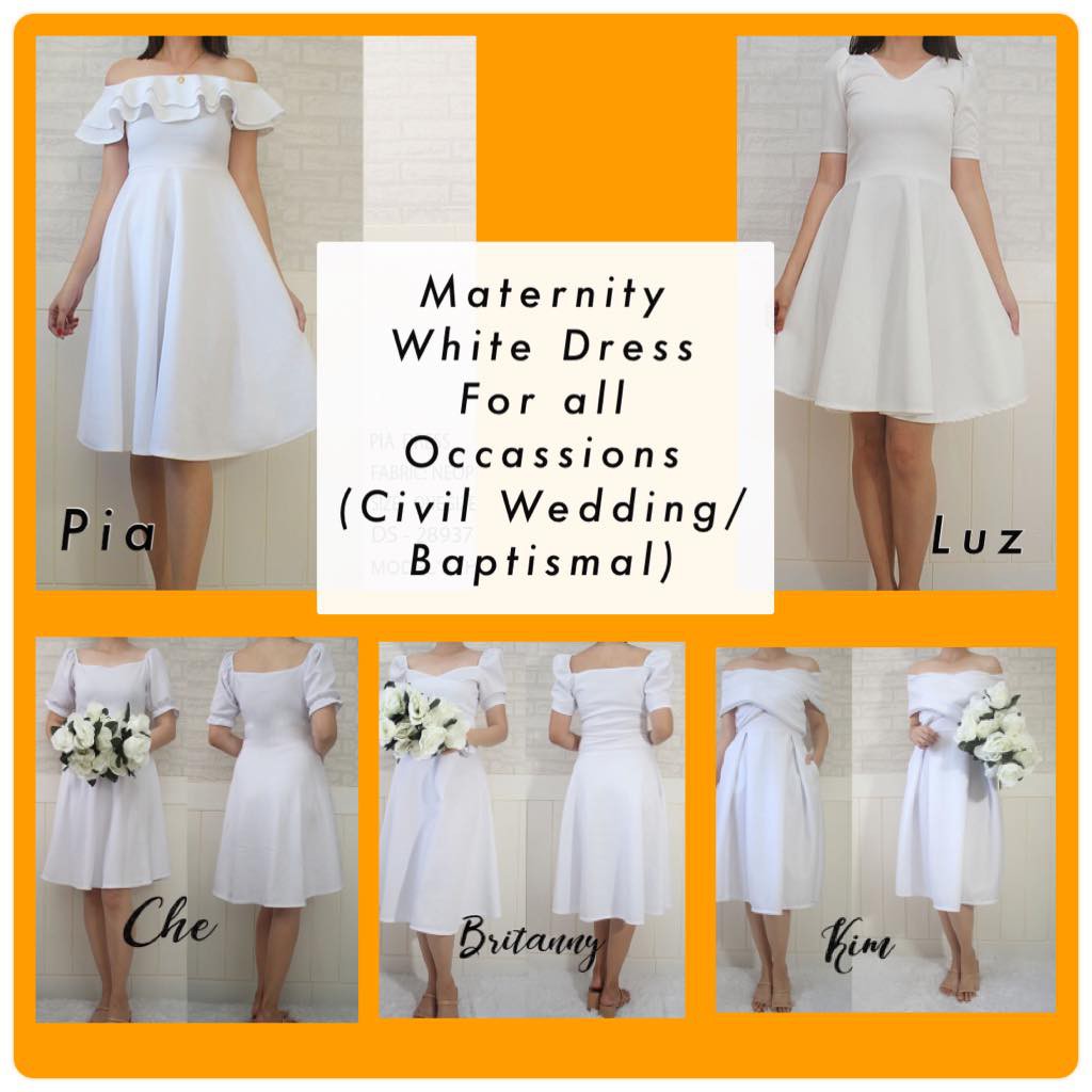 Maternity Civil wedding FORMAL WHITE FOR ANY OCCASION Shopee