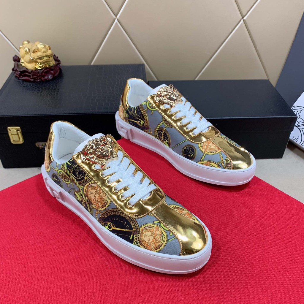 Versace gold discount pumps