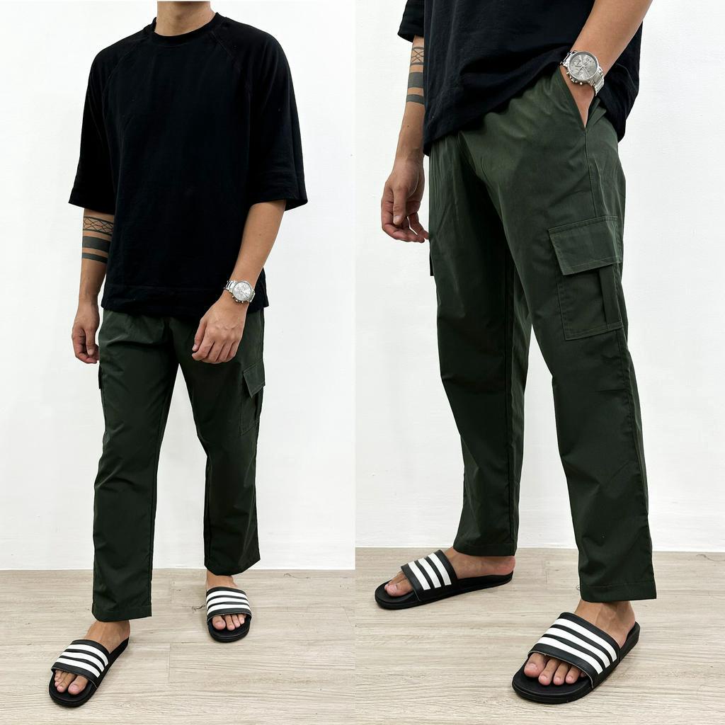Mens Fashion Multi Pocket Casual Breathable Baggy Cargo Pants In Apricot