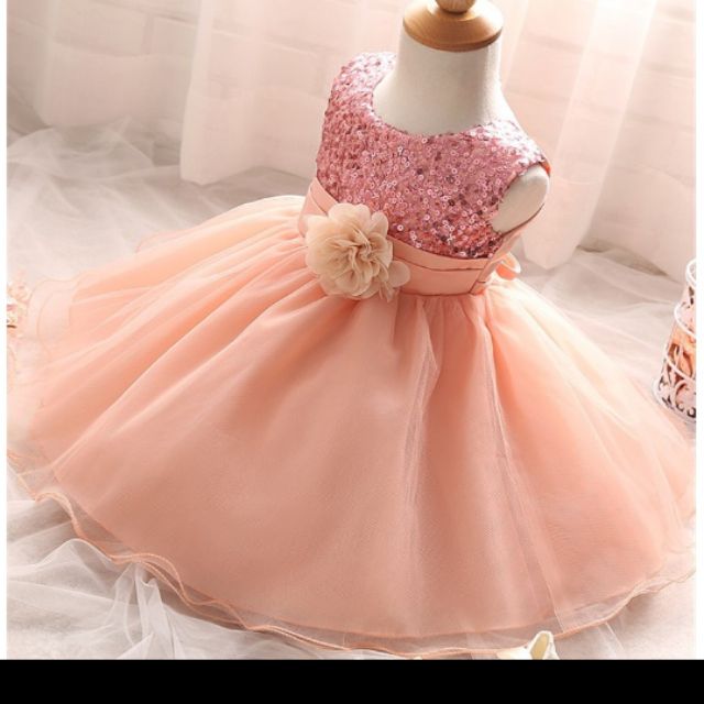 Peach colour dress on sale for baby girl