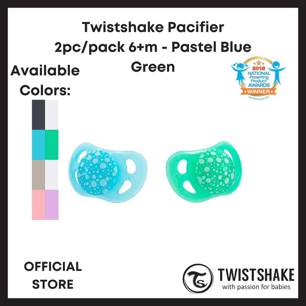 Twistshake Twistshake 2x Pacifier 0-6m Pastel Grey White - Tétines 