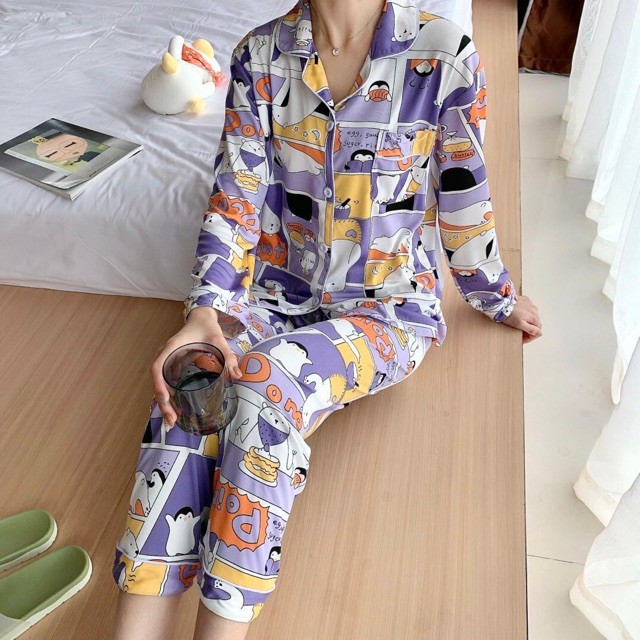 WAN】Korean Pajamas Cotton Cute Sleepwear Terno Sleepwear Set For Women