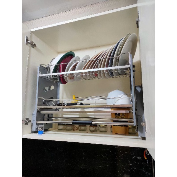 Pull down dish discount rack