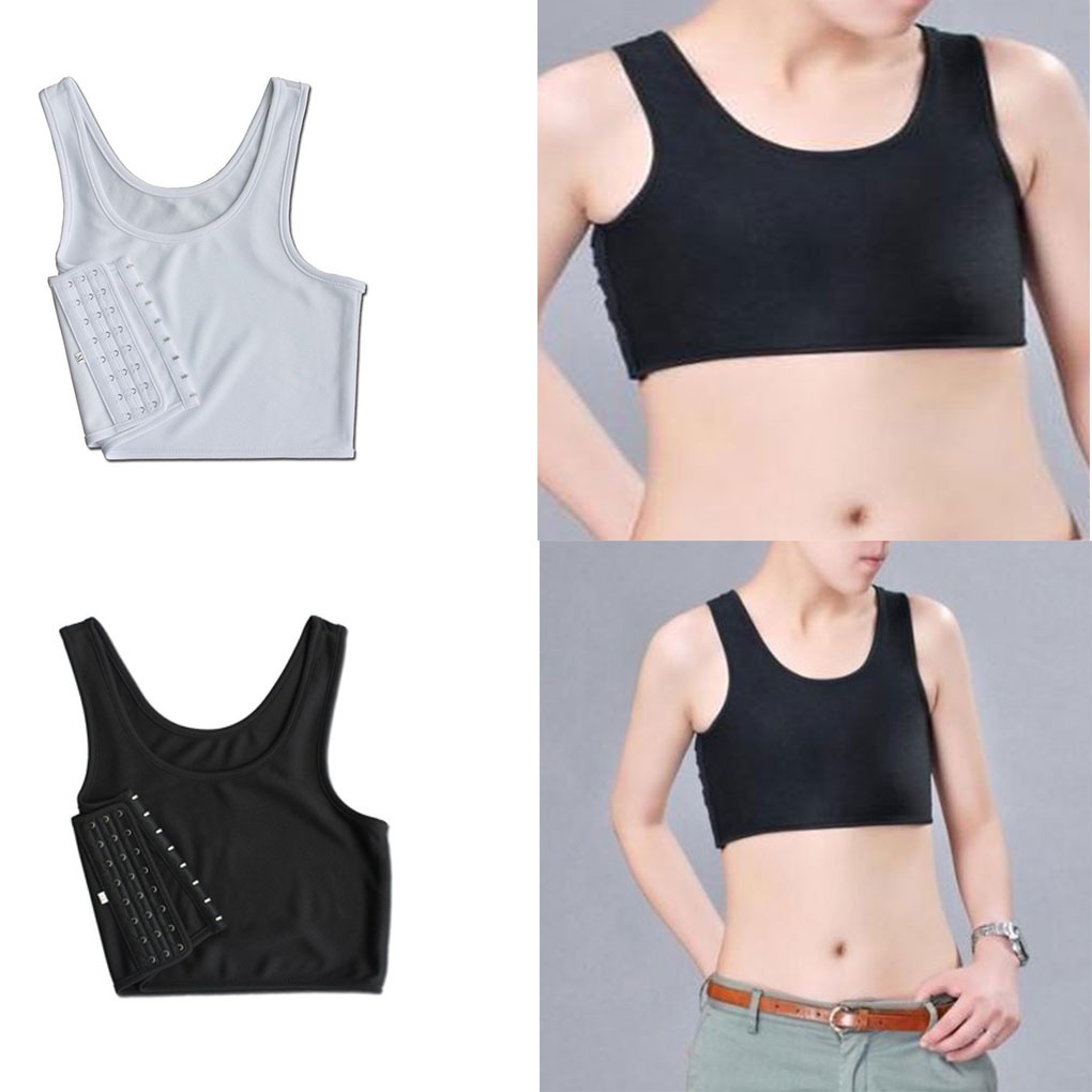 Tank Top Tomboy Breast Shaper Vest Breathable Clothes Lady Binder Elastic  Underwear Strengthen Bandage Reinforced Corset Clothes Female Black L