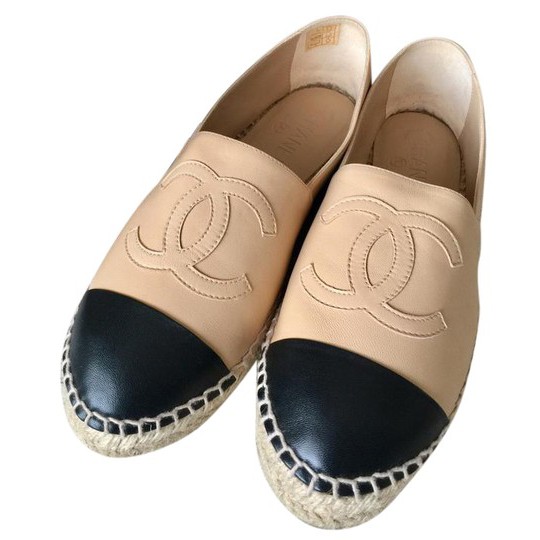 Chanel espadrilles hot sale beige leather