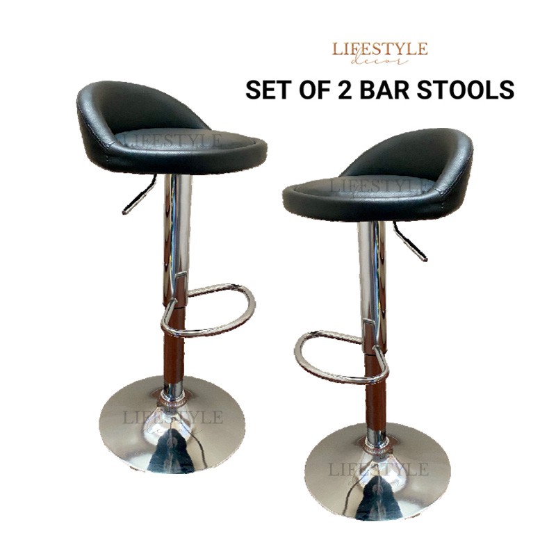 2 pcs. Set Bar Stool Cushion Round with Backrest Swivel Adjustable