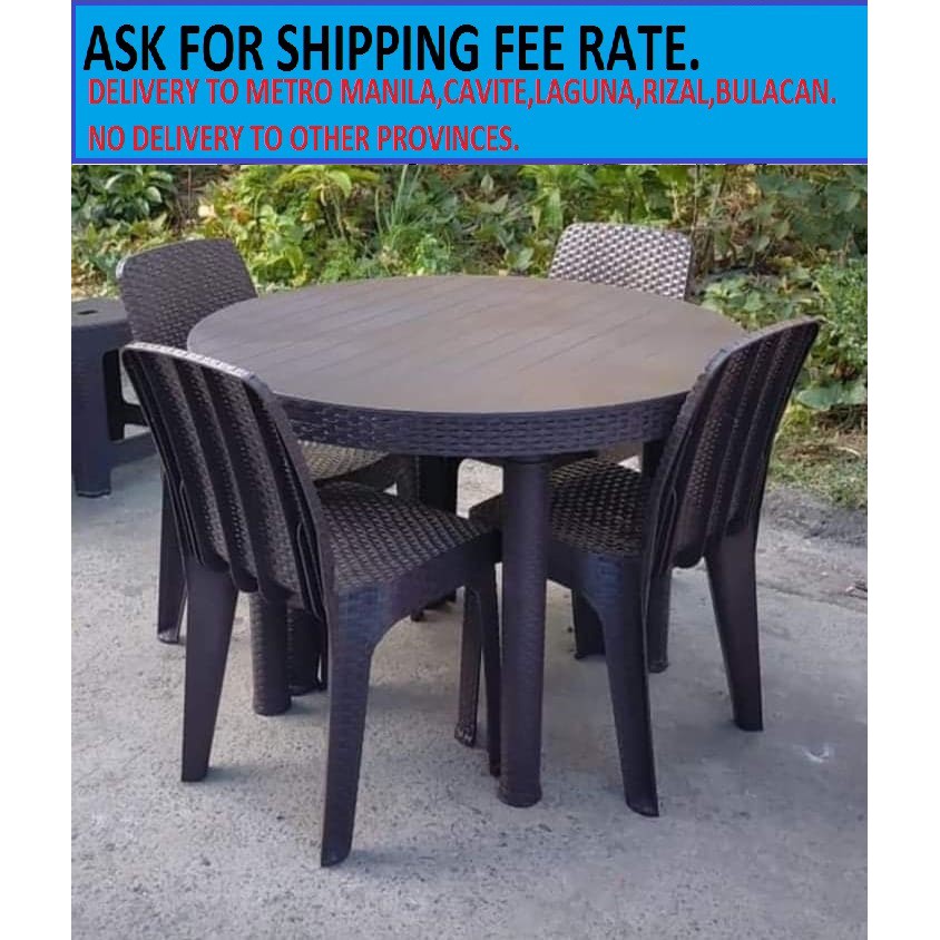 JOLLY Round Rattan Table Set with Rattan Chair NO ARMREST Shopee