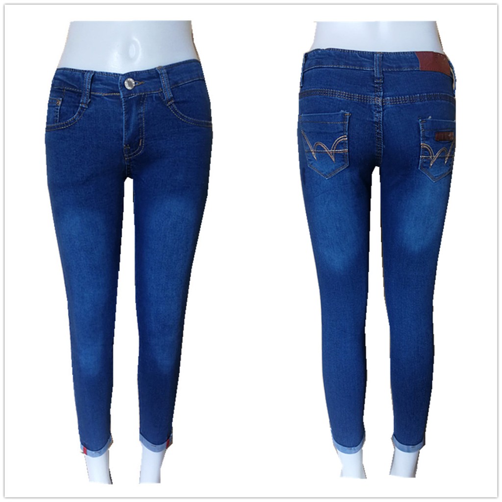 MEN's New Denim fade blue jeans high Quality semi pants