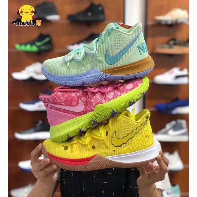 100 Original COD 100 Original Nike Kyrie Irving 5 SpongeBob Smile For Men high Basketball Shoes