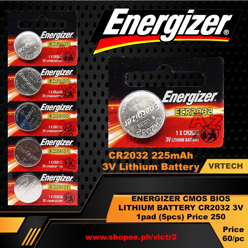 Energizer CR2032 Lithium 3v Coin Cell Button CMOS Battery for Computer  Motherboards 