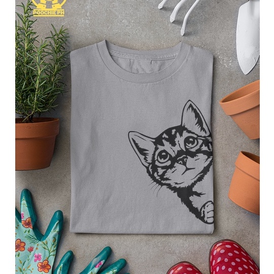 Peeking cat t shirt sale