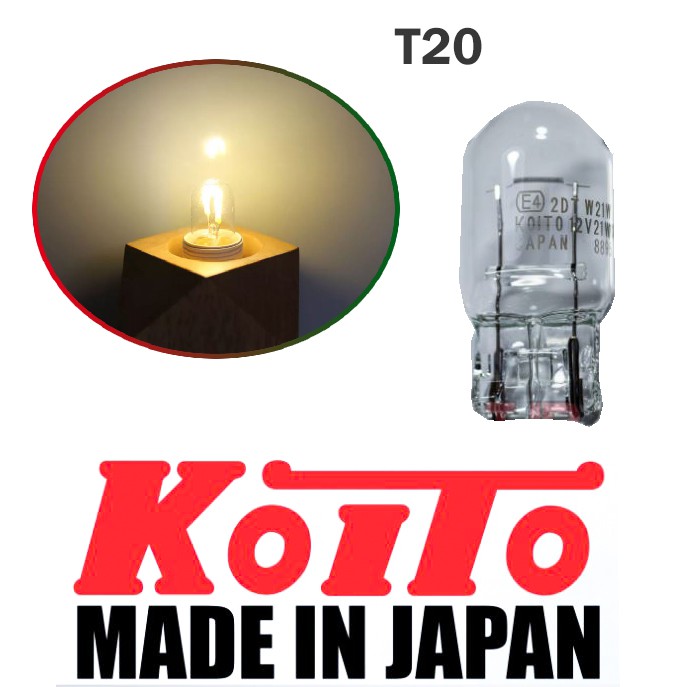 1Pc T20 Bulb Standard Single Contact Pin Koito T20/W21W Ordinary Bulb Clear
