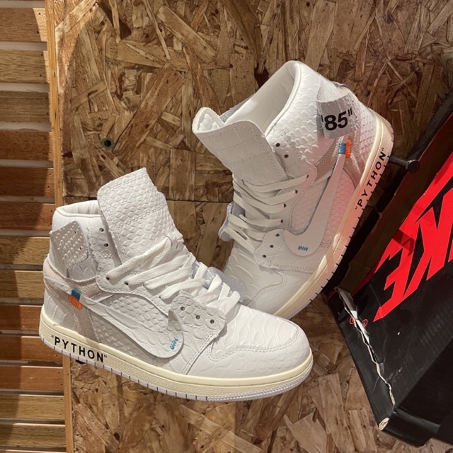 Air Jordan 1 High Off White Python 1038 Men s Sneakers Shopee