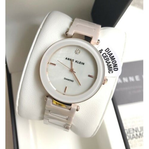 BNEW AUTHENTIC Anne Klein Watch 1018RGTN Diamond Rose Gold Tan Ceramic Watch For Women Shopee Philippines