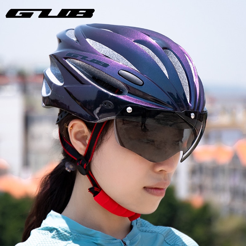 Cycling helmet best sale with glasses