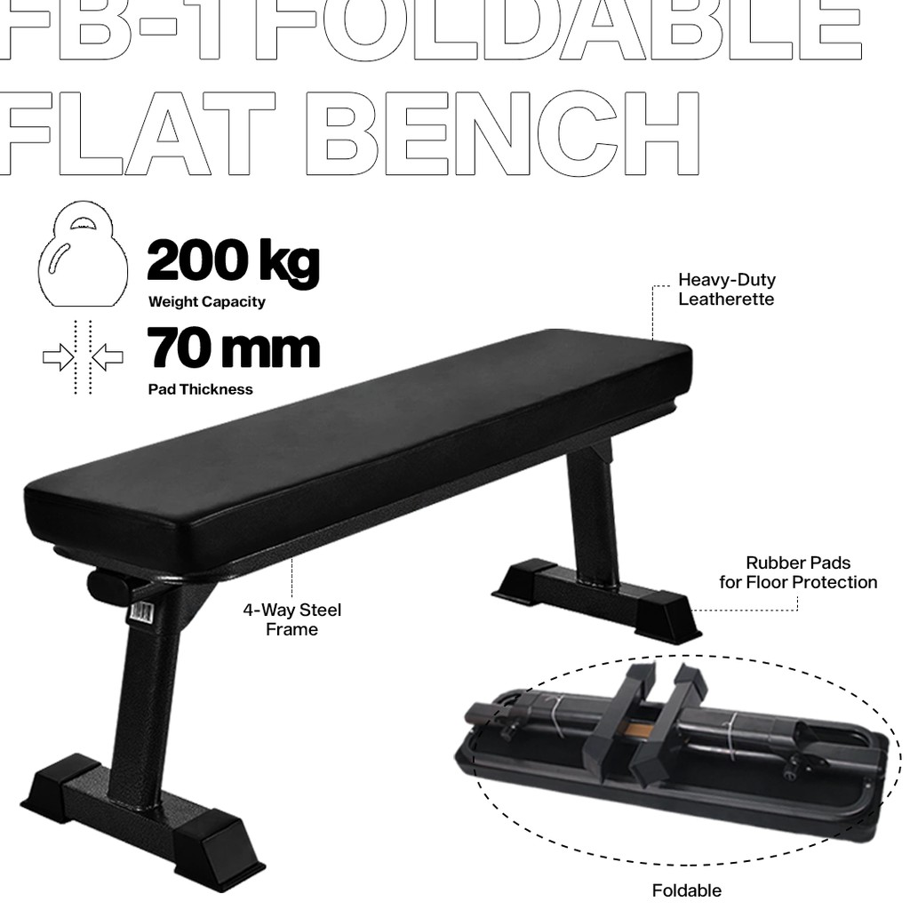 Foldable Heavy Duty Flat Bench 450 lbs Capacity Weightlifting