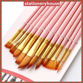 12pcs Fine Detail Paint Brush Set Double Color Taklon Hair Paintbrushes for Miniature Acrylic Oil Watercolor Painting Beginner Student Artist Drawing