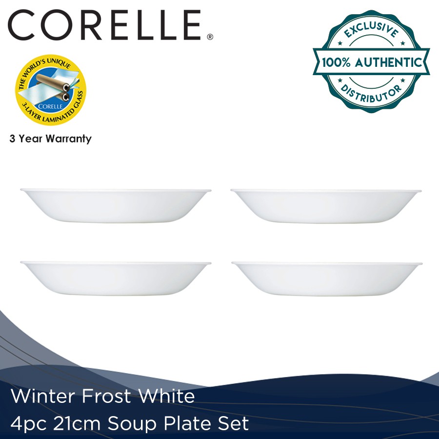 Corelle 4 Piece 21cm Soup Plate Set - Winter Frost White