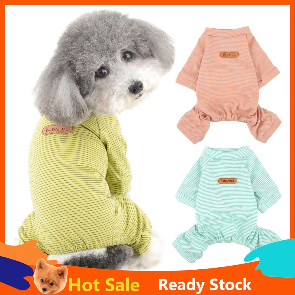 Dog Pajamas with Feet Four Legs Fashion Stripe Pjs for Small Dogs