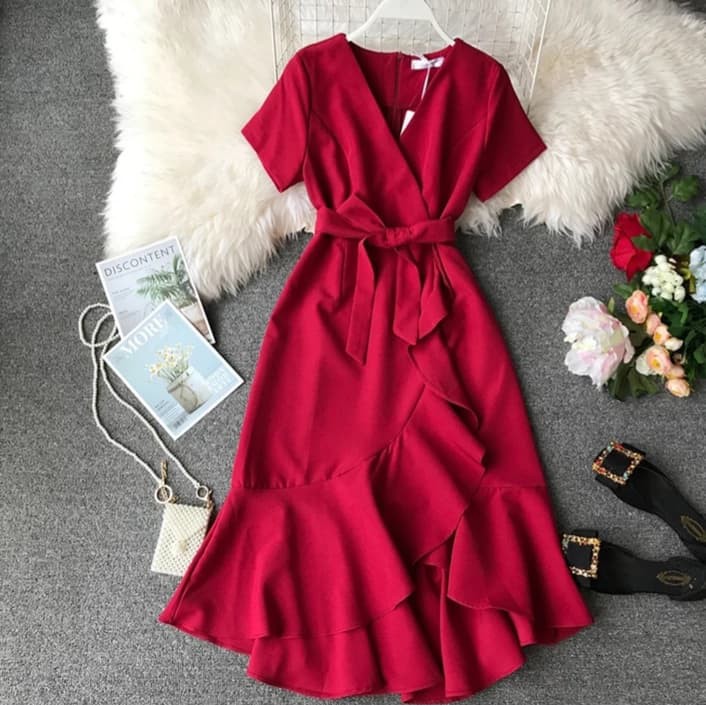 Casual dress hot sale red