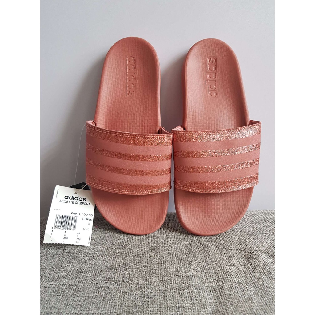 Adidas adilette comfort slides women's rose gold hot sale