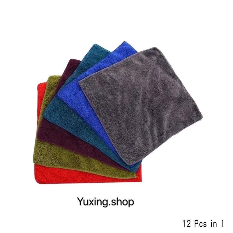 12PCS】Microflber Soft Face Towel Small Square 30cm*30cm Super absorbent  hand towel COD