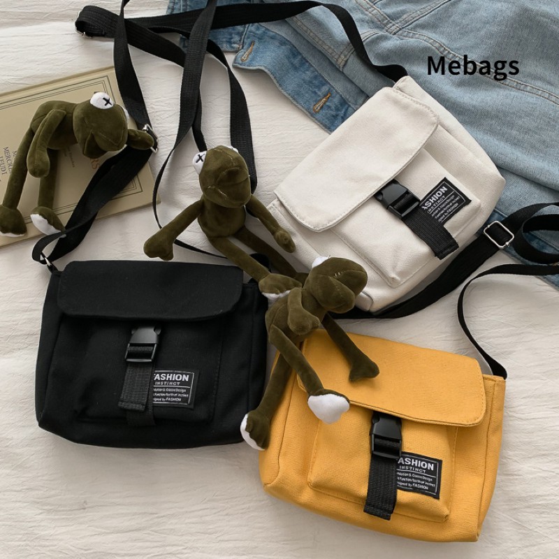 Korean Casual Simple Literary Fan Solid Messenger Bag Canvas Bag