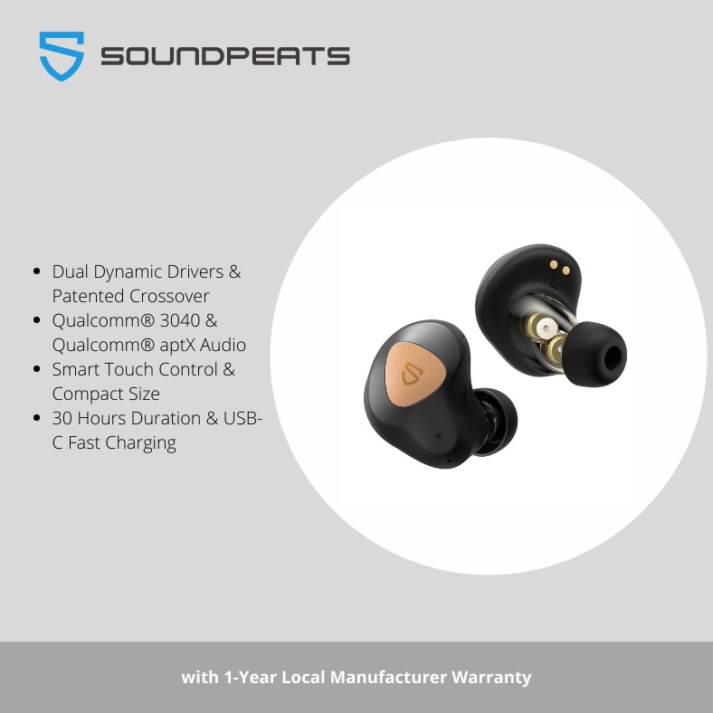 Soundpeats truengine 3 se wireless earbuds with 2025 dual dynamic drivers