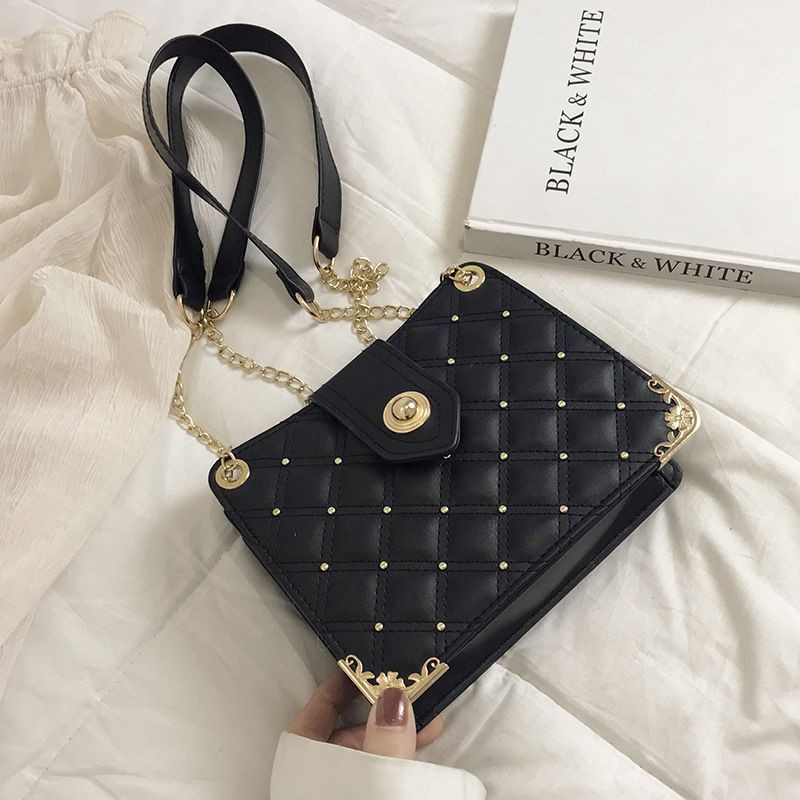 Chanel Mini Square Small Chain Shoulder Bag Crossbody Black Quilt K99