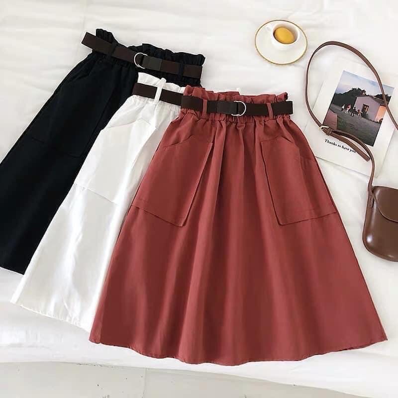 Korean Skirt with Belt | Shopee Philippines