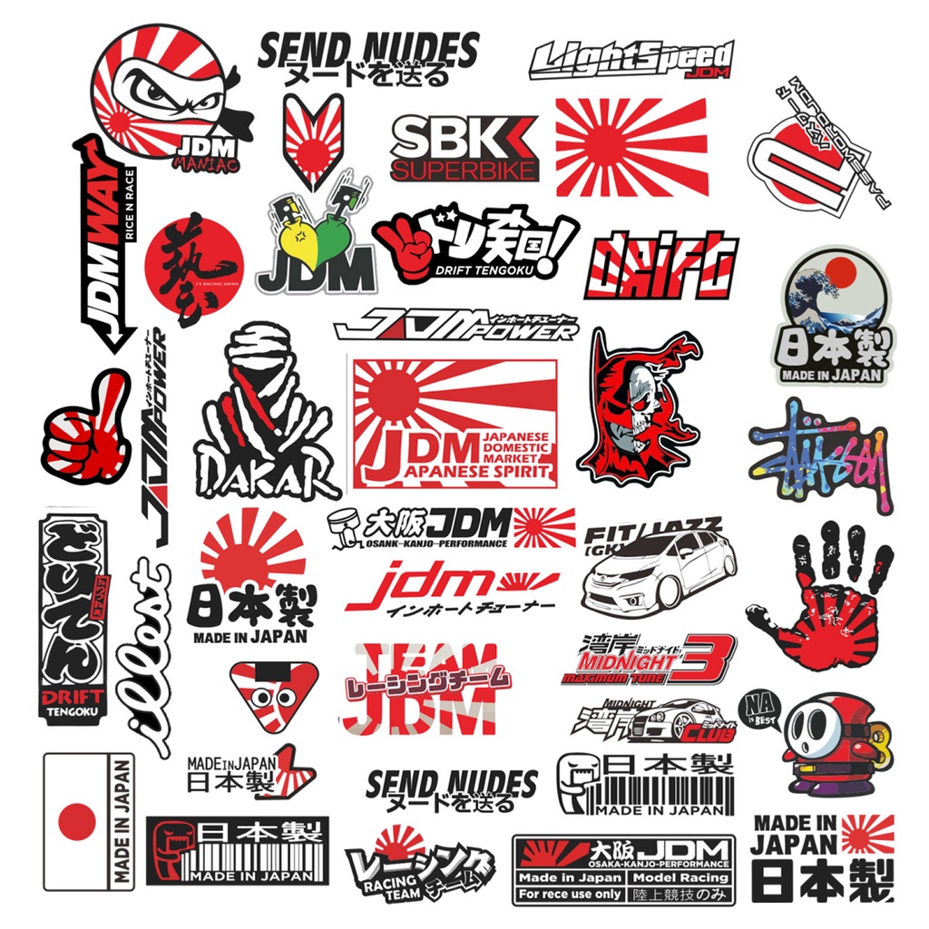 40pcs/bag mix design waterproof japanese jdm stickers for motorcycle decal  sticker