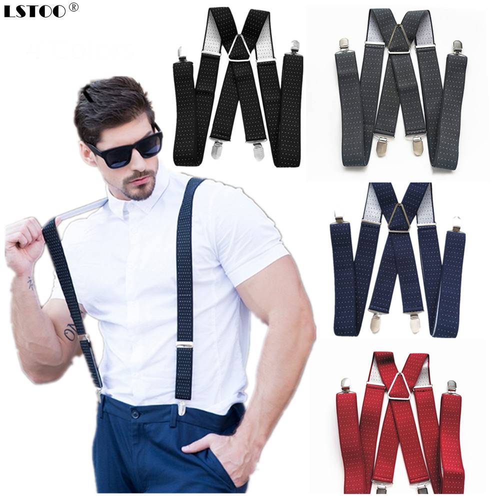 Suspender Mens Braces for Trousers with 4 Strong Clips X Shape