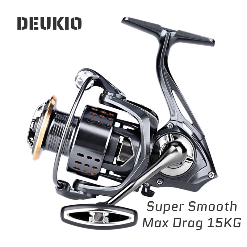  Fishing Reel Spinning Fishing Reel 2000-7000 Ultralight Max  Drag 15kg 5.2:1 Surfcasting Spinning Reel Saltwater Jigging Reels (Color :  Silver Grey, Size : 2000 Series) : Sports & Outdoors
